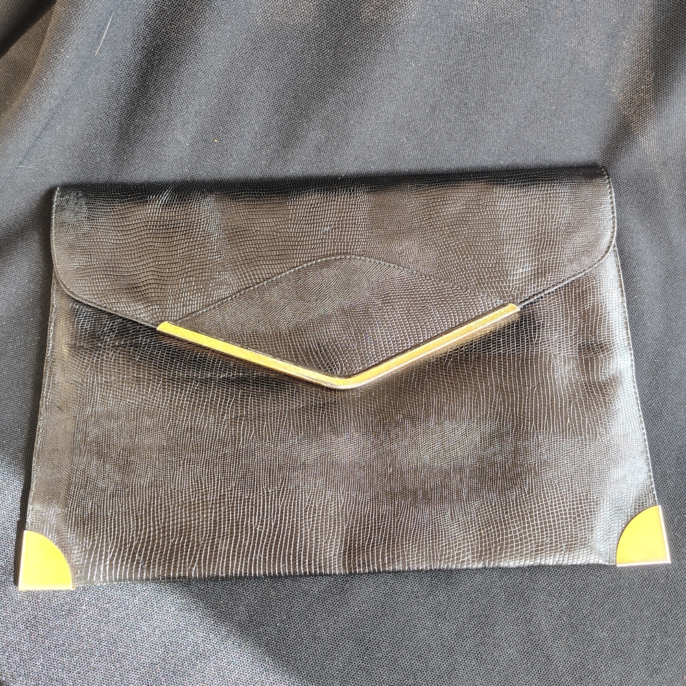 Sophisticated Black Clutch with Gold Accents